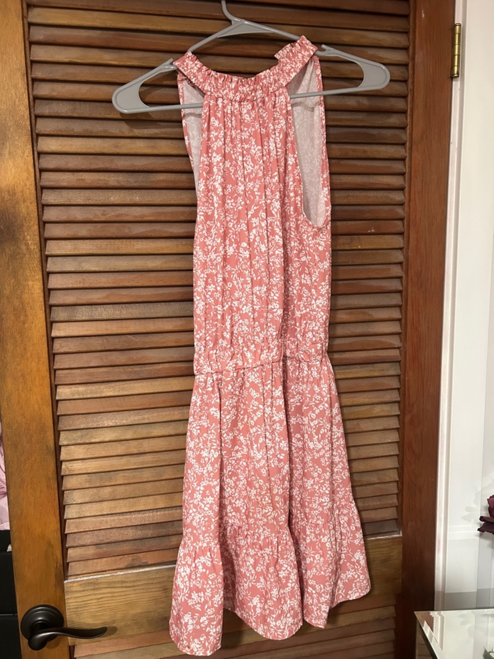 Sleeveless Pink Floral Halter Sundress